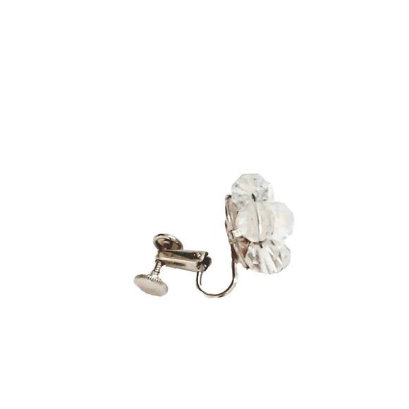 Vintage AB Crystal Cluster Screw Back Clip On Earrings Marked Pat Pend Lovely! - Picture 2 of 4